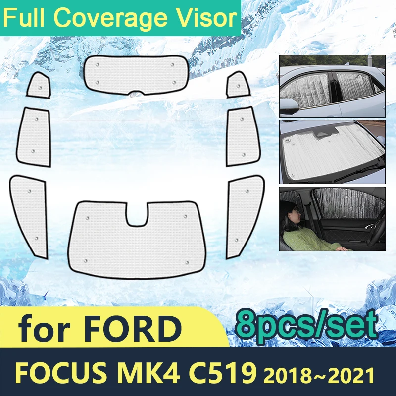 

Full Cover Sunshades For Ford Focus MK4 Hatchback Sedan 4Doors C519 2018~2021 Car Protection Windshield Side Window Accessories