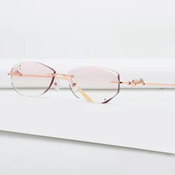 ZIROSAT 52052 Alloy Rimless Diamond Cutting Woman Glasses Frame Optical Prescription Eyeglasses Woman Eyewear Fashion