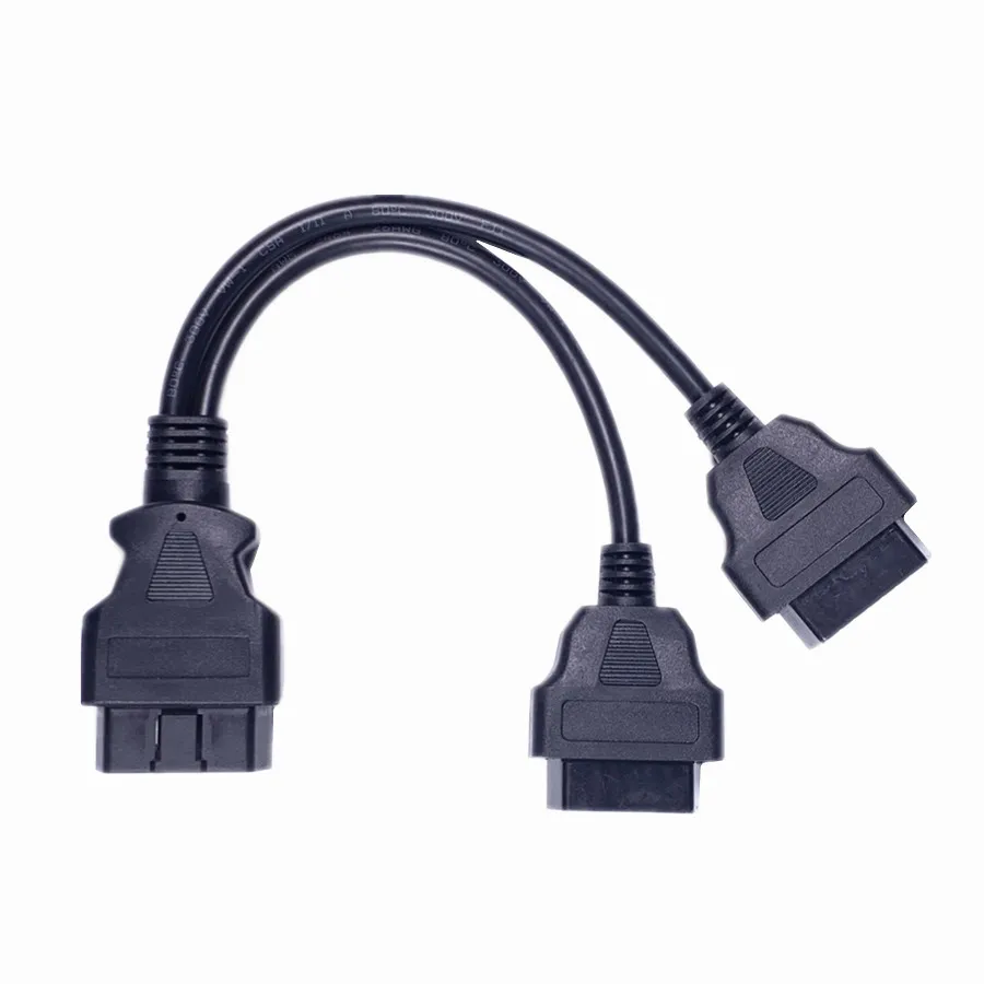 New Hot sale OBD 2 OBD-II Male To Dual Female 16 Pin Y-Splitter Extension Cable Diagnostic