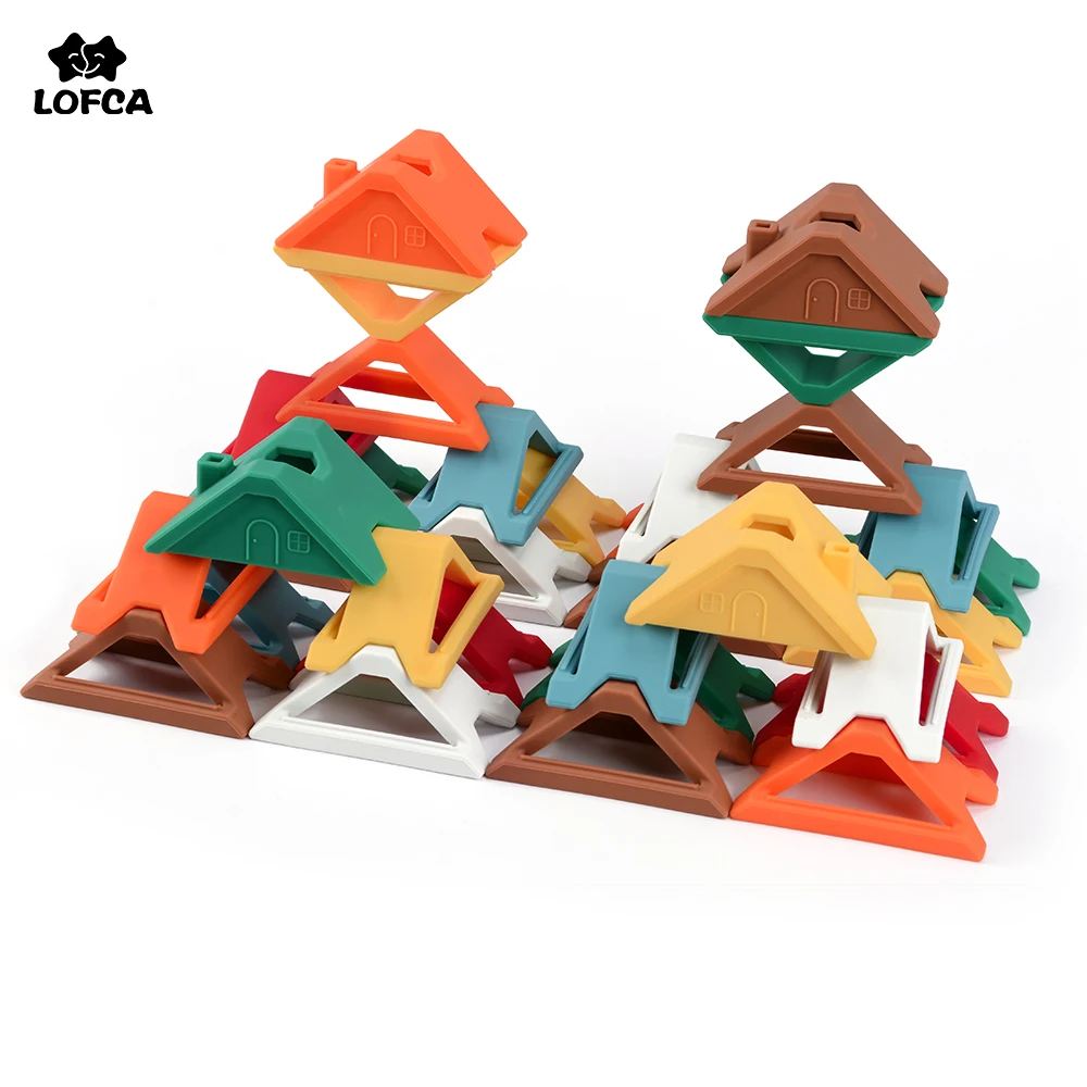 

Lofca Montessori Silicone Building Blocks Baby Food Grade Avocado Kids Gifts Learning Education Game Diy Balance Creative Toy