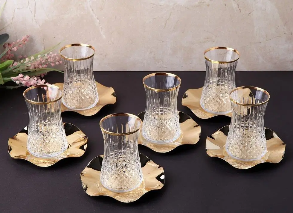 DOLBOVIRoy Kıng 12 Piece Diamond Decor Gold Tea Team mug кружка coffee cup cup اكواب قهوه tazas