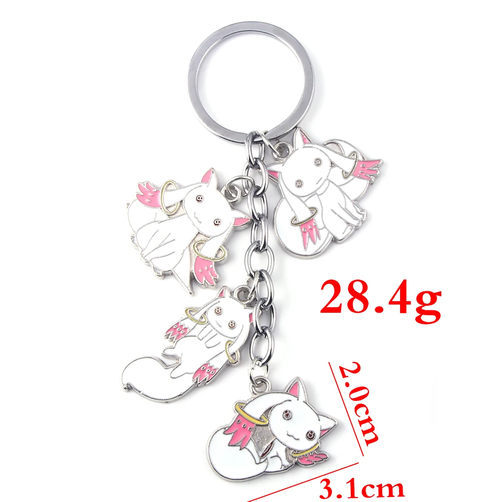 Anime Puella Magi Madoka Magica Keychain Cute Cartoon Incubator Qbay Pendant Keyring for Women Bag Car Accessories Jewelry