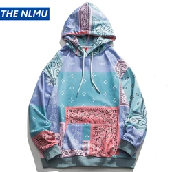Bandana Patchwork Hoodies Sweatshirts Streetwear 2020 Autumn Mens Hip Hop Casual Hooded Pullover Hoodie Harajuku Tops WY086