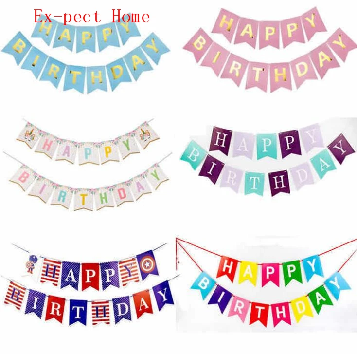 

Paper Bunting Garland Banners Flags Happy Birthday Banner Boy Girl Baby Shower Decoration Birthday Party Supplies Decor