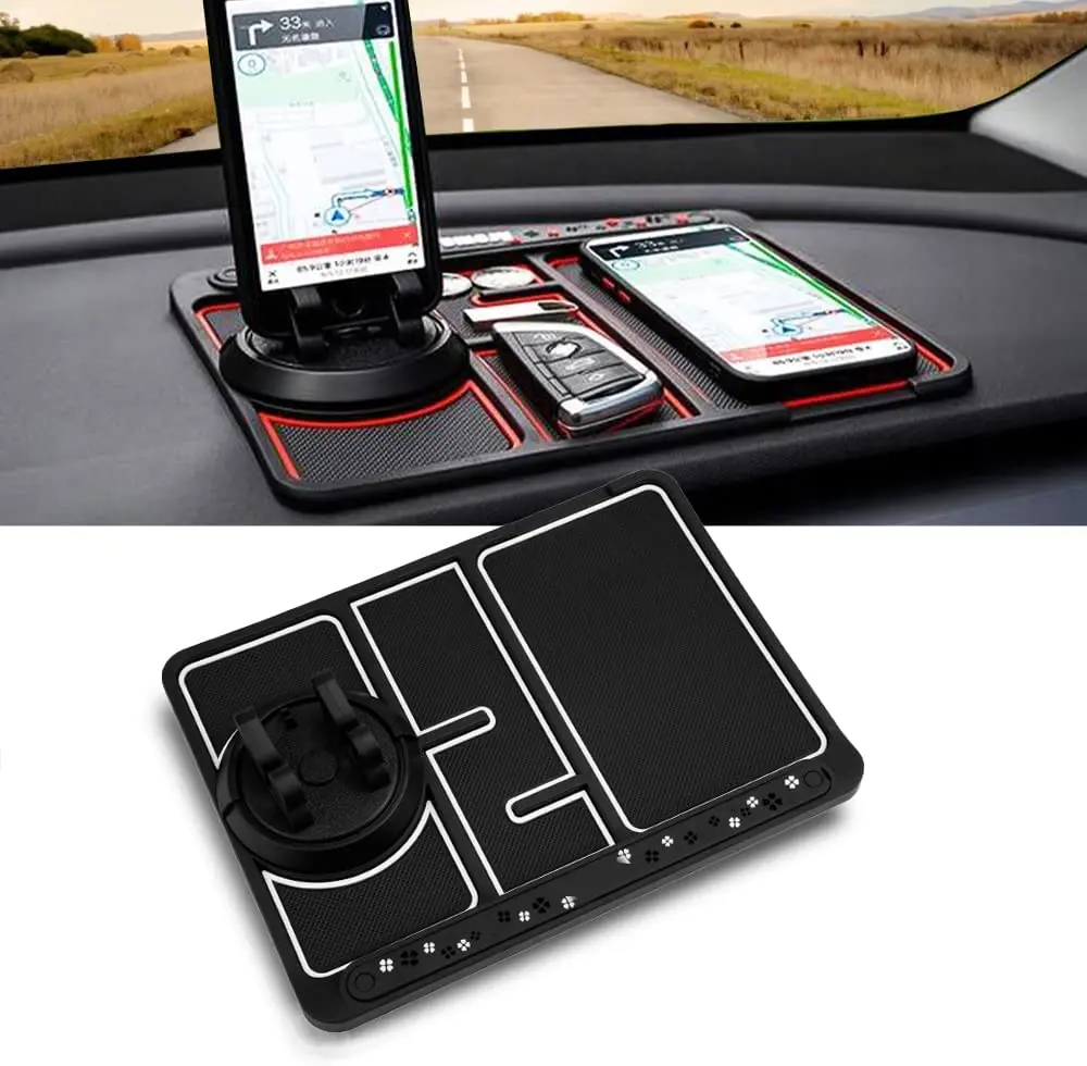 Non-Slip Phone Pad For 4-In-1 Car Universal 360 Degrees Rotating Car Phone Holder with Replaceable Temporary Parking Card