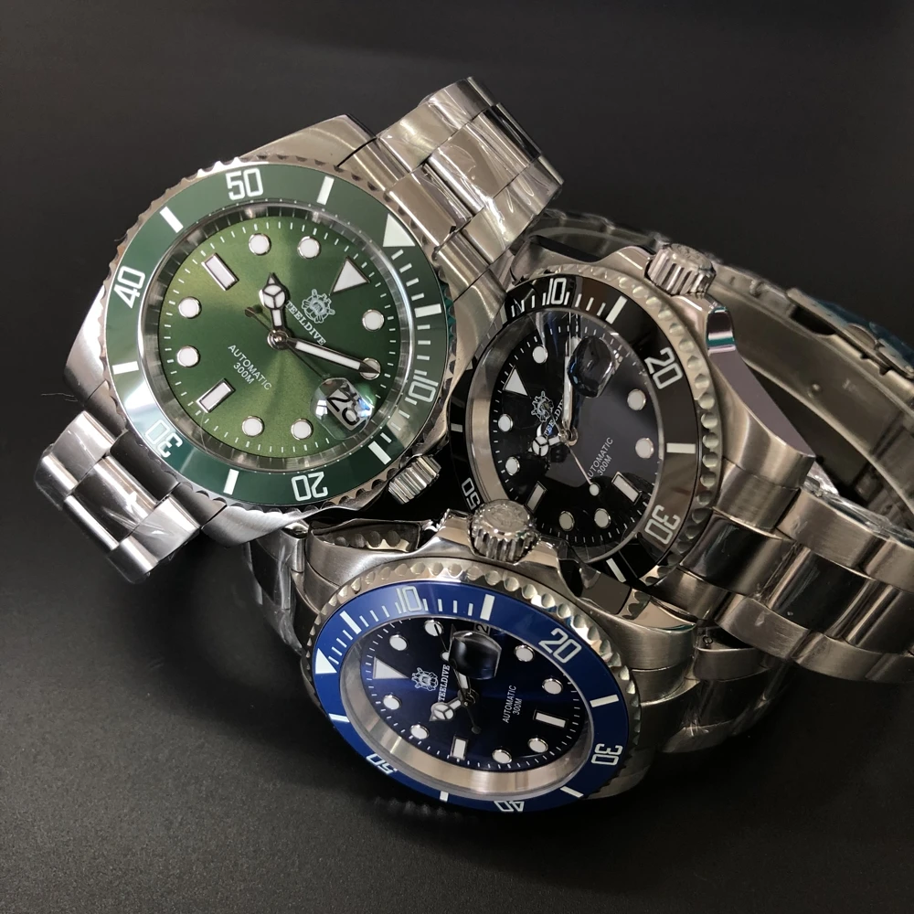 STEELDIVE mens automatic watches,men luxury watch dive stainless steel mechanical wristwatches 200m waterproof C3 luminous clock