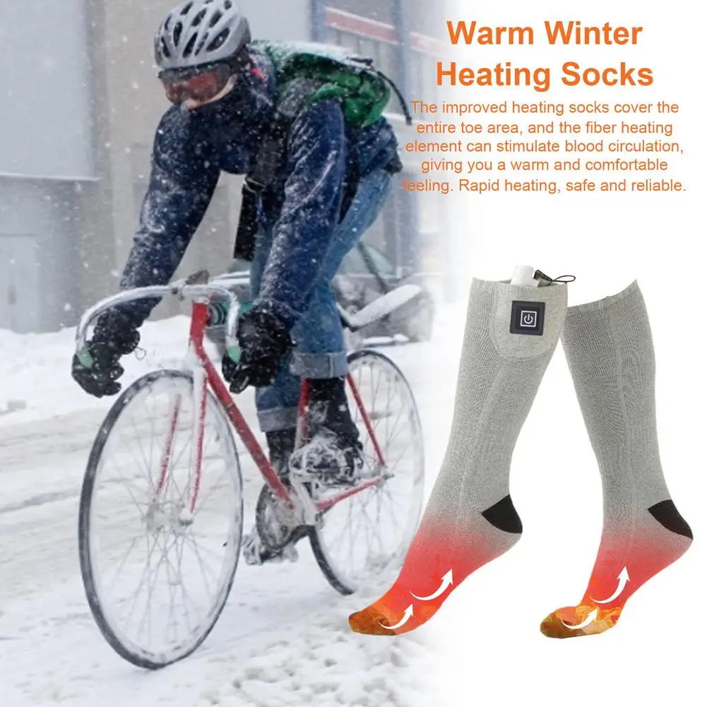 Winter Electric Heating Socks 3 Levels Adjustable Temperature Foot Warmer Battery Box Warm Sock For Cycling Camping Fishing