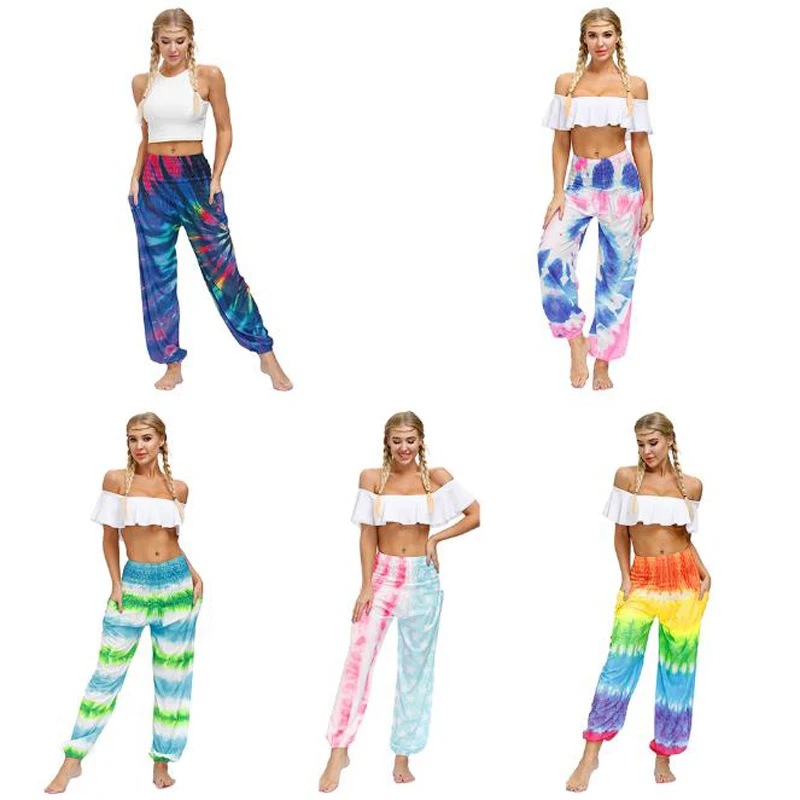 2020 neue Sommer Heißer Verkauf Slacks hosen für Frauen Regenbogen farbe MID Taille Fitness Hosen Lose Beiläufige Knickerbocker hosen