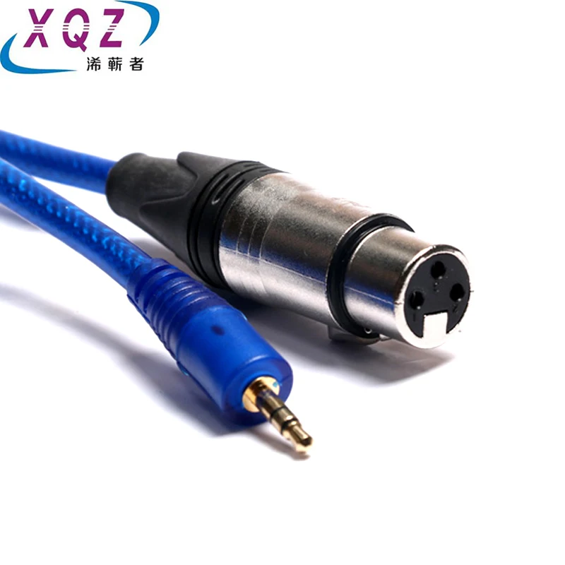 Cable de audio de 3,5mm a XLR, cable de audio HIFI de 3,5mm macho a XLR macho/hembra, cable de micrófono de cobre puro azul, doble escudo, 1,8 m3m5m