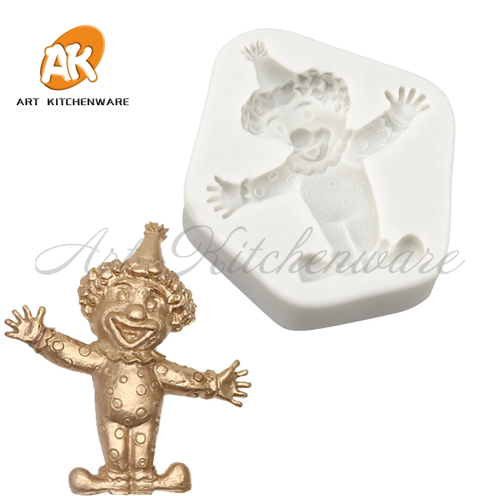 3D Circus Smile Clown Design Silicone Mold Chocolate Fondant Gumpaste Mould DIY Soap Candle Moulds Cake Decorating Tool Bakeware