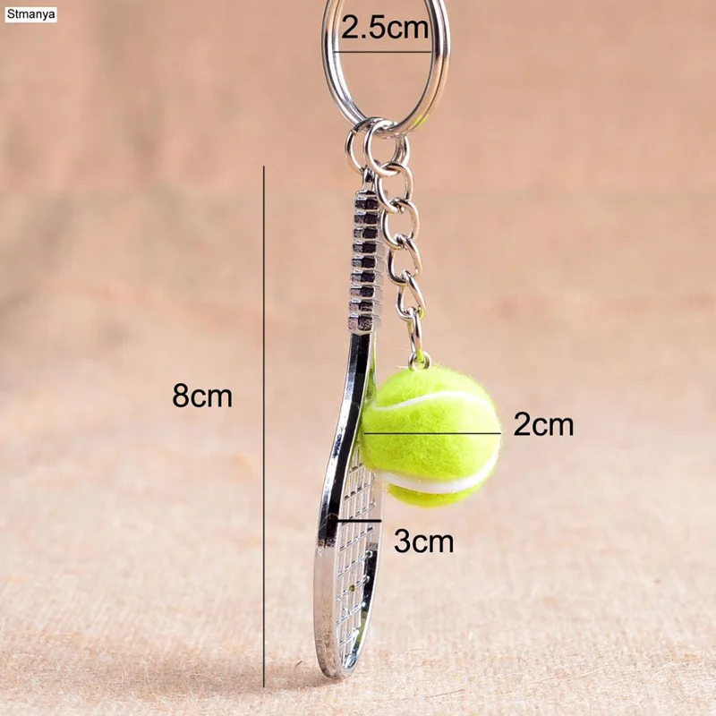 Tennis Racket Keychain - Cute Sport Mini Keychain car 6 color Pendant Keyring Sports Key Chain Who love sports Gifts 17248