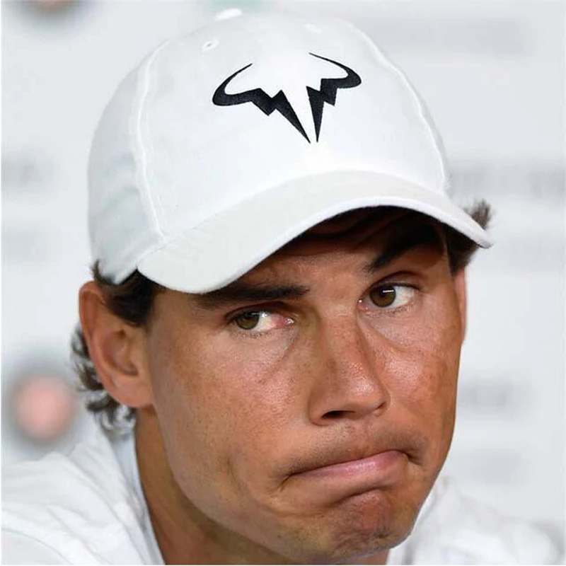 Topi Bisbol Rafael Nadal Bordir Kualitas Tinggi Topi Ayah Pemain Tenis Katun Musim Panas Hip Hop Topi Olahraga Melengkung Luar Ruangan