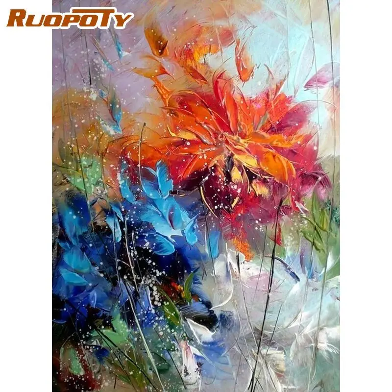 

RUOPOTY DIY Frame Painting By Number Kits Abstract Scenery Picture By Numbers Kits 60x75cm DIY Craft Acrylic Paint For Home Deco