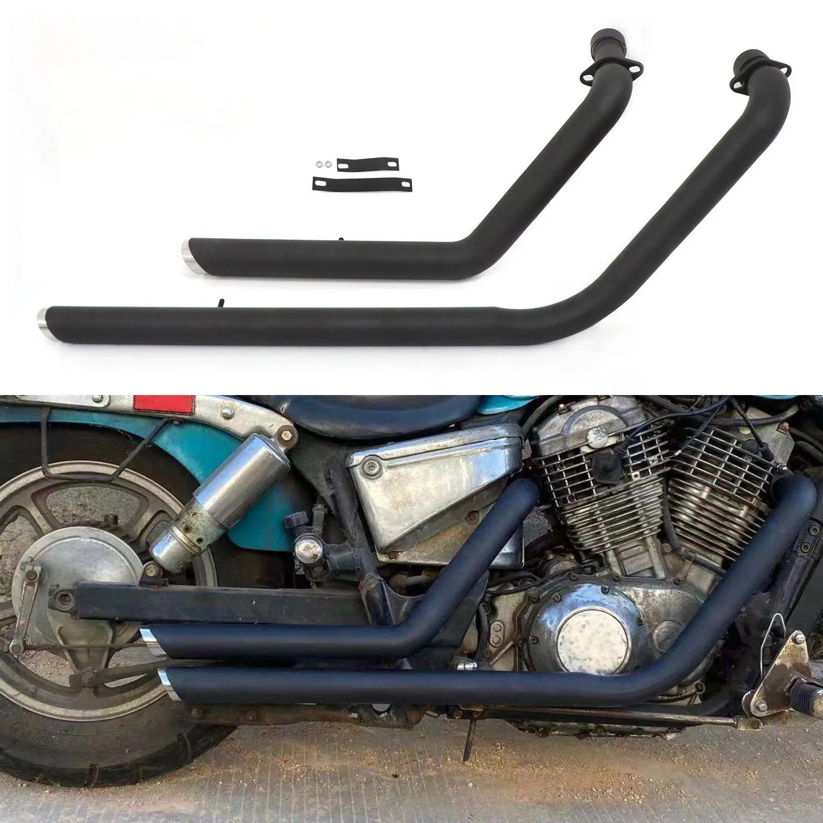 

Full Exhaust Pipe Kit Silencer With Mufflers Baffles For Honda VT1100 SHADOW 1100 ACE Aero Spirit VT1100C VT1100C2 VT1100T Tour