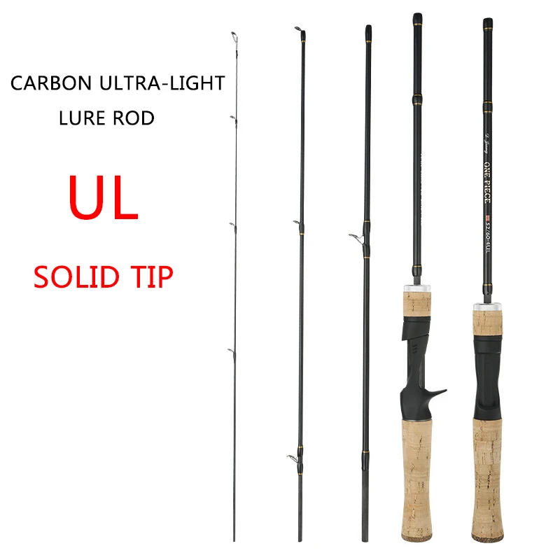 

4 Sections 1.56-1.8m Adjustable Travel Portable UL Fishing Lure Rod Carbon Ultra-light Solid Tip Spinning Casting Rod Pole