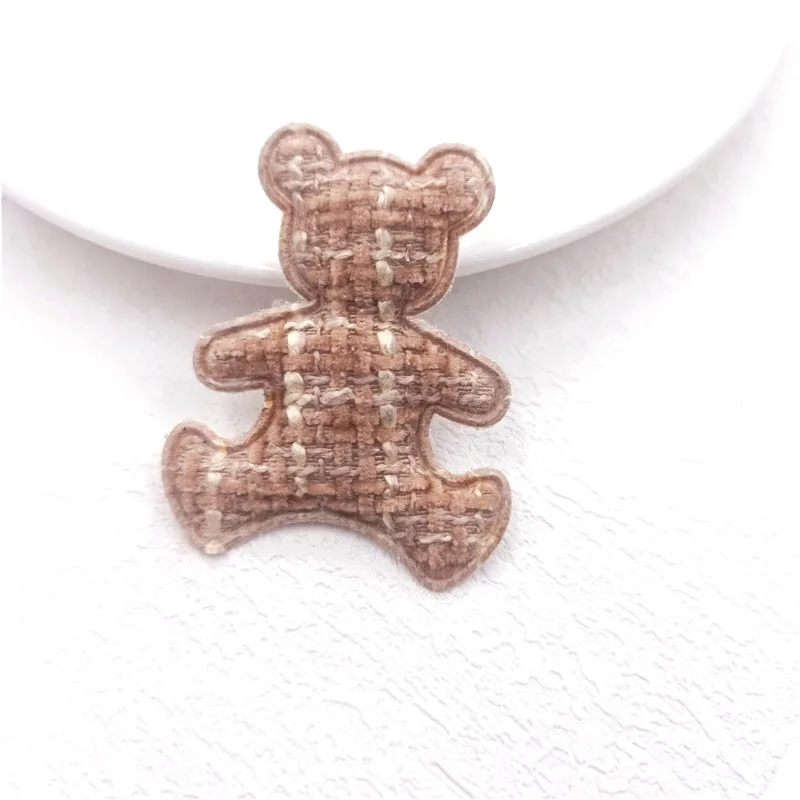 30Pcs/Lot 4.5*5CM Padded Cloth Bear Appliques For DIY Hat Clothes Sewing Patches Handmade Headwear Hair Clips Accessories