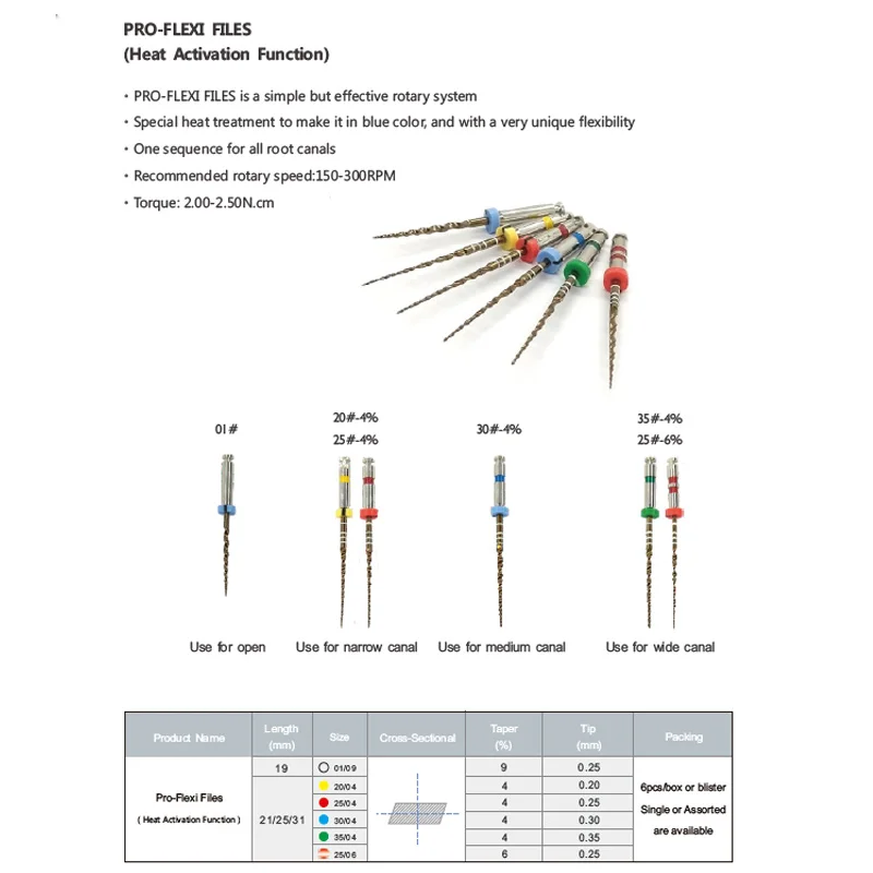 Dental PRO-FLEXI pliki NITI Endo pliki 25 # 4% funkcja aktywacji ciepła złote pliki Dental pliki endodontyczne narzędzie stomatologiczne