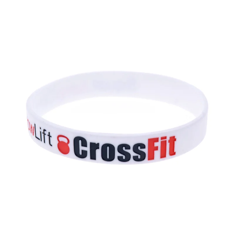 1 PC Squat Jump Climb Crossfit Silicone Wristband 1/2 Inch Wide Sports Bracelet Black and White