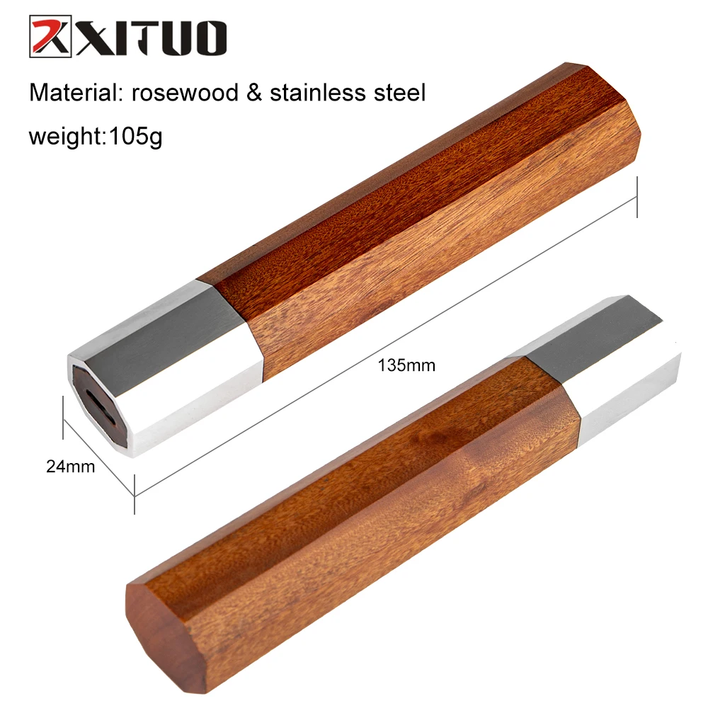 XITUO Kitchen Knife DIY Handle Stablized Wood Resin Rosewood Ebony Octagonal Handle DIY Semi-finished Crafts Damascus Cleaver