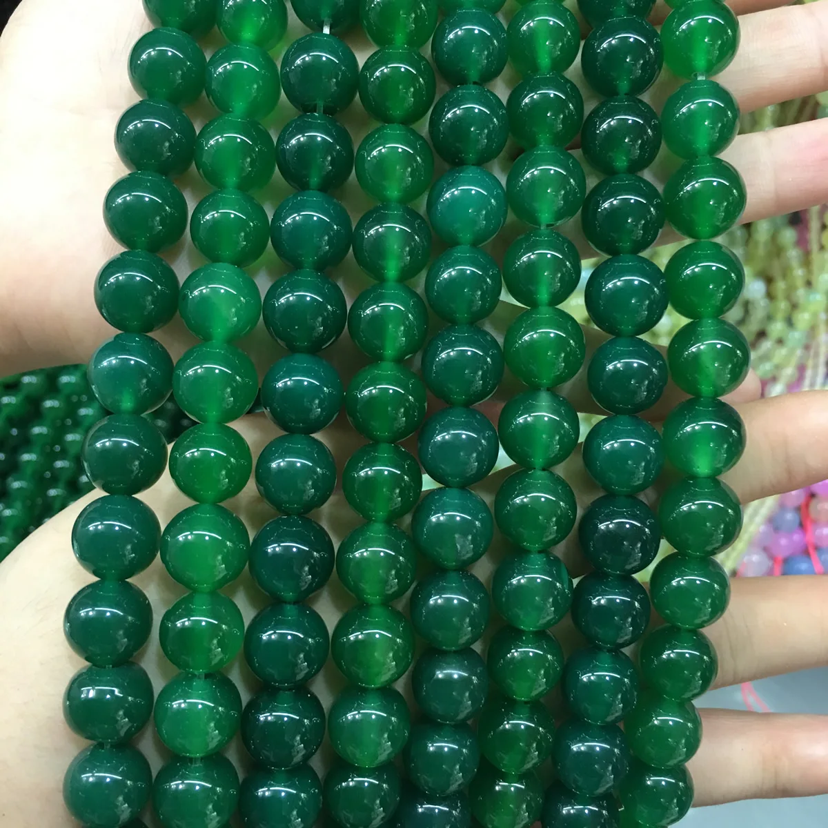 Natural stone beads Green Agat Stone 4/6/8/10/12mm Round Ball loose beads for Jewelry Making Necklace DIY Bracelets Accessories