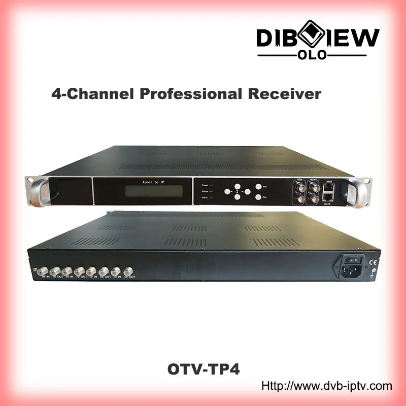 DIBVIEW OTV-TP4 Professional digital TV Headend 4 Carriers Channel RF FTA tuner 2*ASI to IP ASI gateway BISS Satellite Receiver