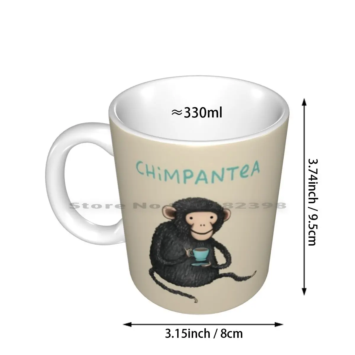 Chimpantea Ceramic Mugs Coffee Cups Milk Tea Mug Chimpantea Chimp Chimpanzee Tea Pun Punny Fun Funny Cute Adorable Lovely Drink