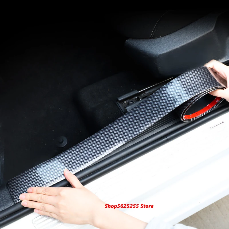 

Car Styling Carbon Fiber Rubber Universal Door Sill Interior Protection Anti-stepping For All Car Auto Decoration