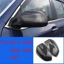Carbon Fiber Color Side Mirror Overlay Door Rear View Cover Auto Accessories For BMW X3 G01 X4 G02 X5 G05 X7 G07 2018 2019