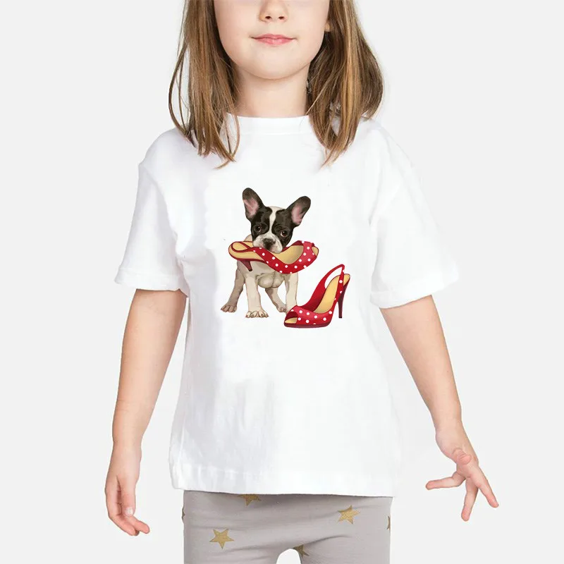 2020 Summer top French Bulldog Print T shirt enfant Children Short Sleeve O-neck kids Tshirt Baby Gilrs Casual T-shirt Clothes