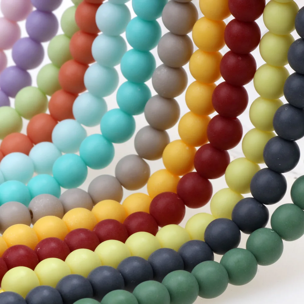 4/6/8MM Matte Pantone Multicolor Acrylic Bead Round Shape Necklace/Bracelet DIY Handmade Accessories Jewelry Making