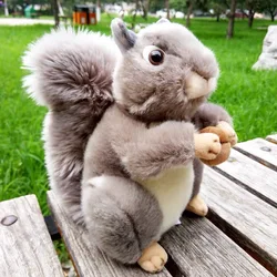 Peluche de ardilla gris del mundo salvaje súper realista, pelo esponjoso de simulación, cola de paraguas grande, Animal de peluche de cacahuete, 1 ud.