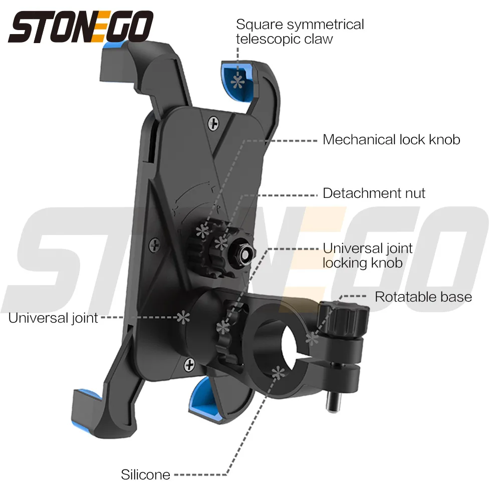 STONEGO Universal Premium Bike Phone Holder stand Mount Motorcycle Accessories Perfect for Bicycle or Motorcycle Enthusiast