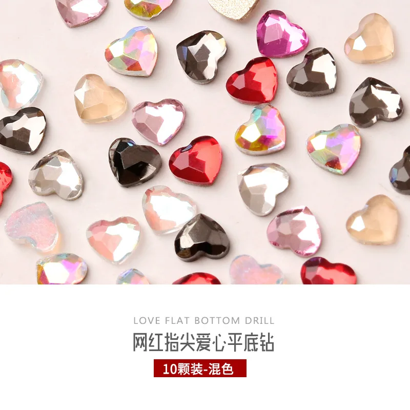 10pcs/bag Fashion New Arrival Love Heart Shinning Crystal Rhinstone Nail Decoration Nail Art Mini Peach Heart 3*3.5mm Manicure