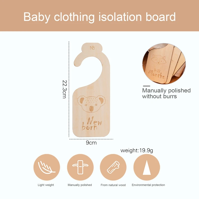 11Pc Newborn Supplies Baby Closet Dividers Wood Milestone Nursery Closet Clothes Organizers Baby Wardrobe Dividers New Mom Gift