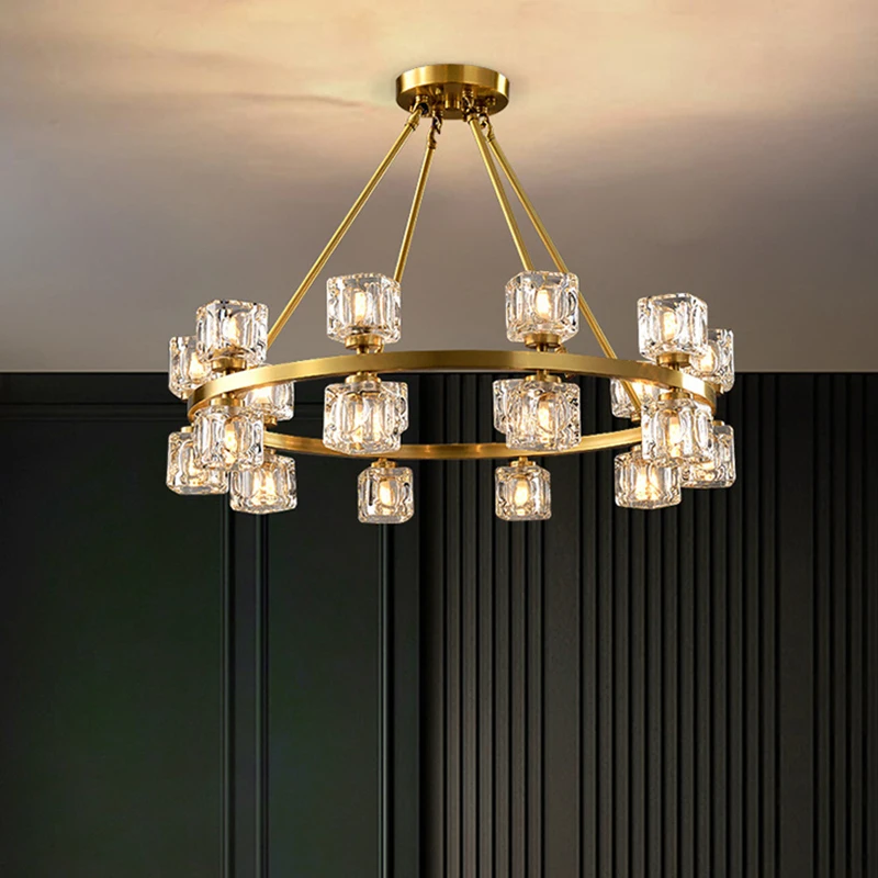 Nordic Modern LED Chandeliers Simple Circle Luxurious Lights All Copper Minimalist Creative Lamps For Bedroom Cloakroom Fixtures