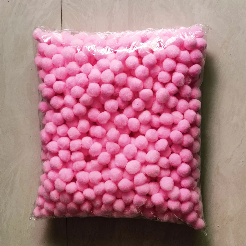 1000 PCS Kids DIY Pompoms Toy Craft Supplies Mini Fluffy Pompon 25 mm Pink Poms Christmas Home Decoration Accessories