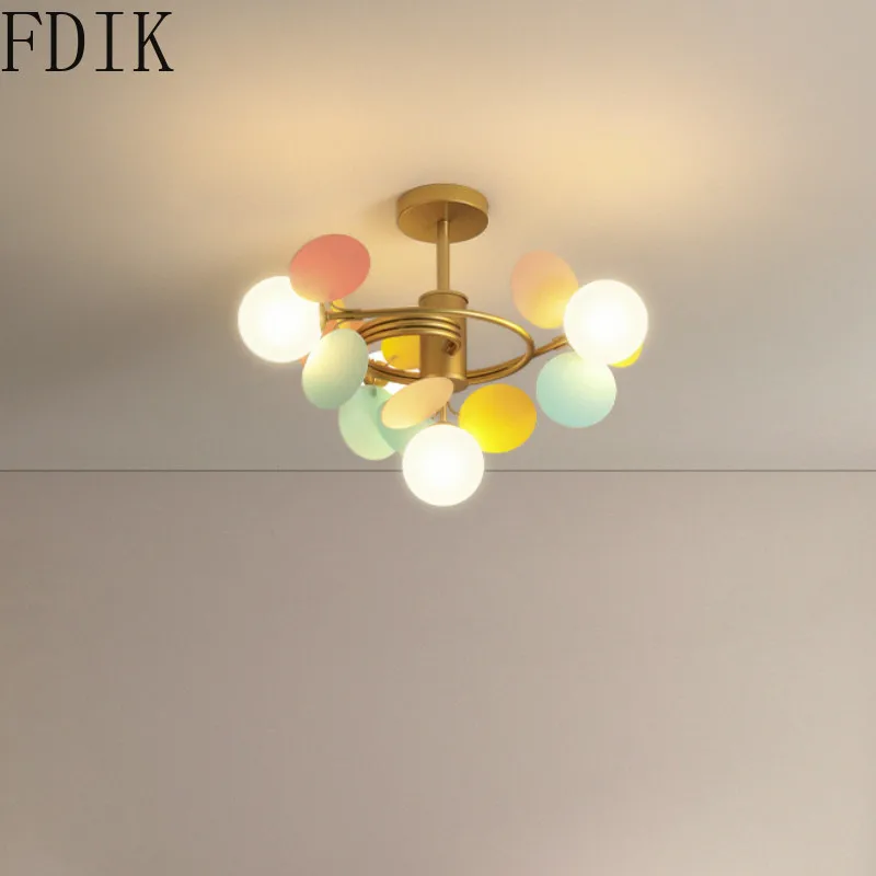 New Modern Pendant Ceiling Lamps Multicolor Flower Chandelier Pendant Luminaires Living Room Bedroom Hanging Lamp Light Fixtures