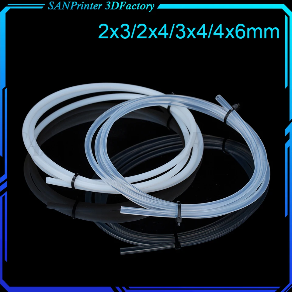 

1M PTFE Tube Clear PTFE PiPe J-head hotend RepRap Rostock Extruder Throat For filament 1.75/3.0mm ID 2mm 3mm OD 4mm