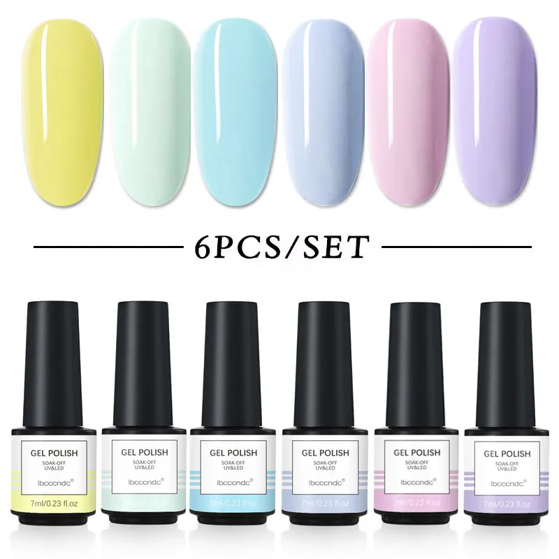 

6color/Lot Nail Gel Set Uv Led Soak-Off Gel Polish Long Lasting Varnish Semi Permanent Nail Art Gels Lacquer 7ml