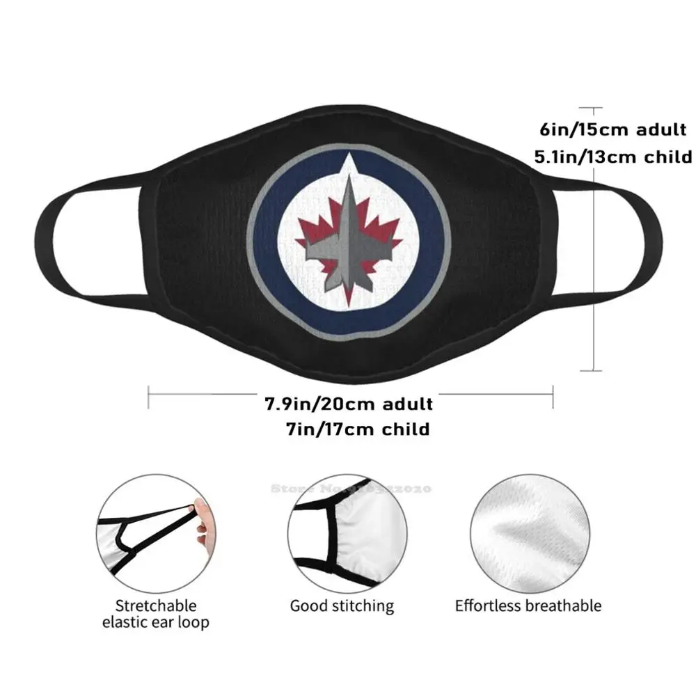 Jets - Winnipeg Zomer Ademend Mondmasker Gezichtsmaskers Logo Jet Ijshockey