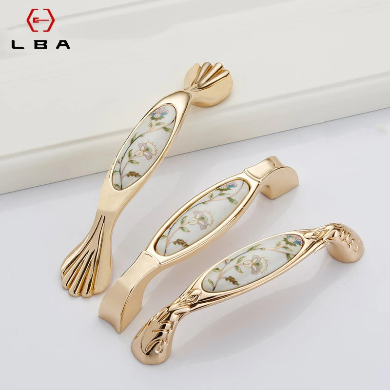 LBA Zinc Alloy High End Eden Pastoral Rose Gold Furniture Cabinet Door Handle European Style Cabinet Closet Interior Door Handle