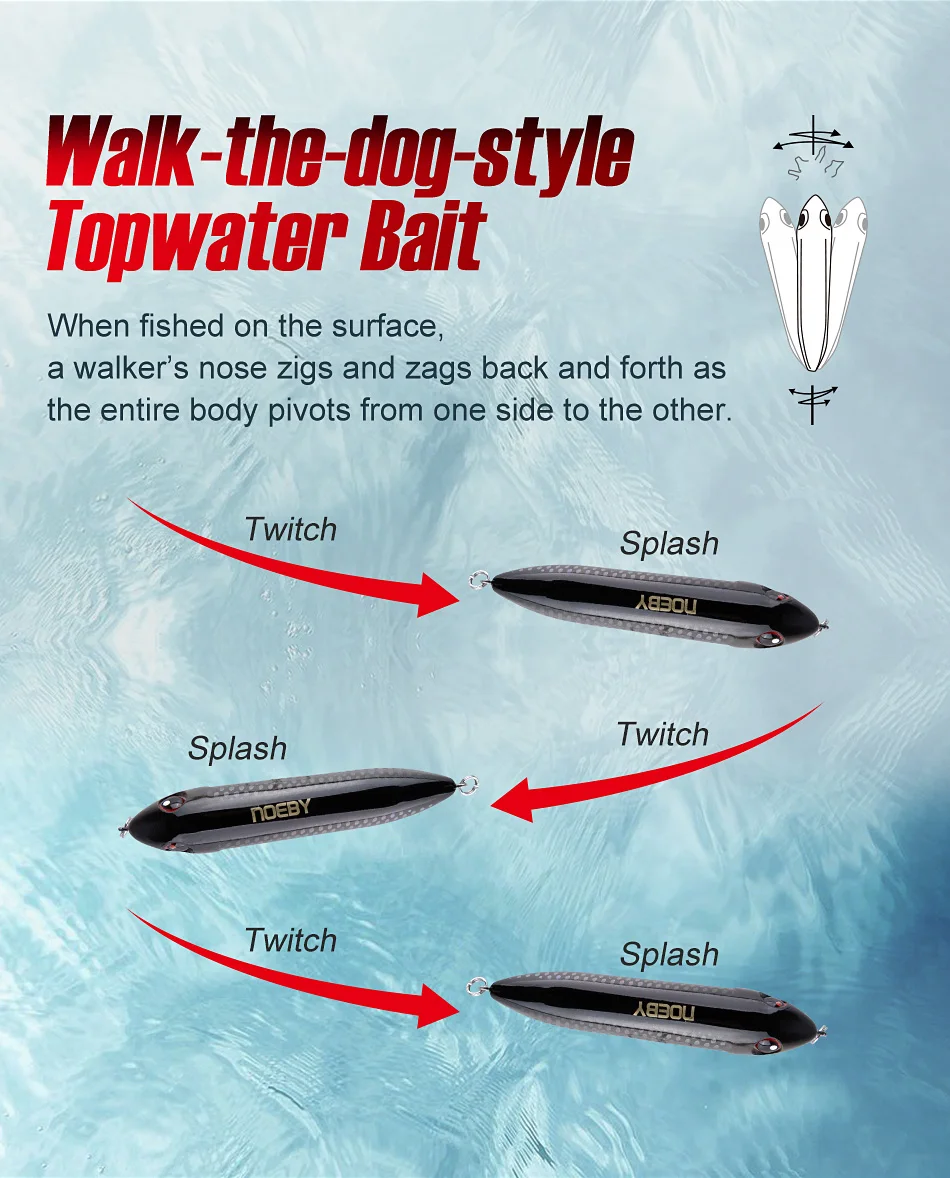 Noeby Topwater Bleistift Angeln Locken 90mm 12,5g Schwimm Stickbait Wobbler Oberfläche Walker Swimbait Harten Köder Bass Fishing Tackle – Detail 4