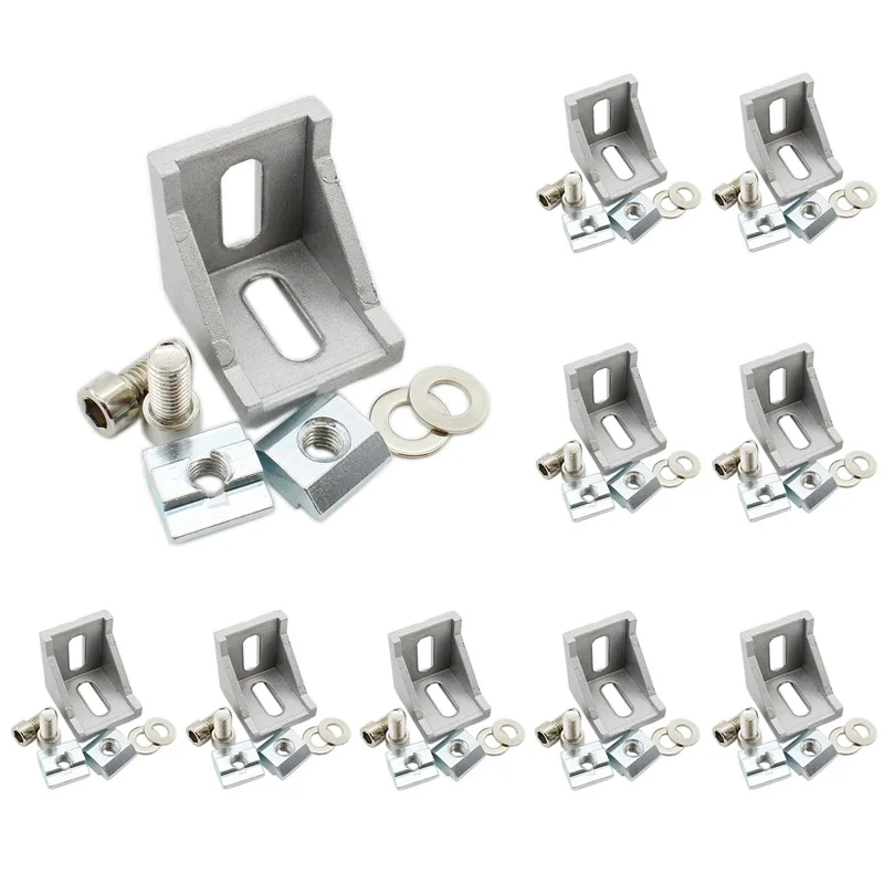 

10Pack Aluminum Profile Connector Set,Bracket,Slider Nuts,Hex Socket Cap Screw Bolt for 40 Series Aluminum Profile Accessories