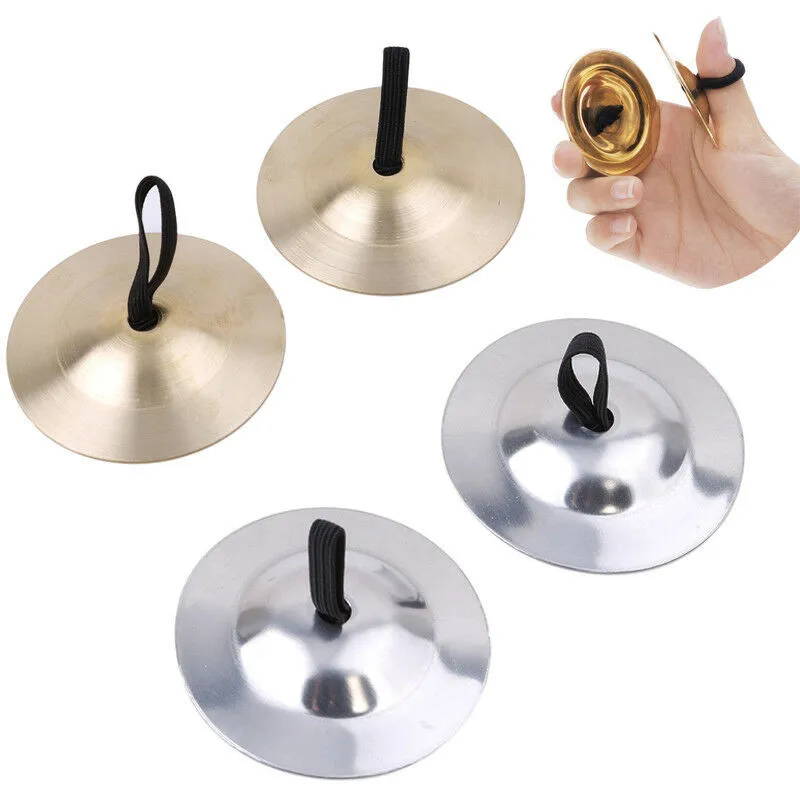 Child Musical Instrument Toys Metal Early Education Baby 1 Pair Copper Cymbals Silver Belly Dance Finger Dial Pads 2023