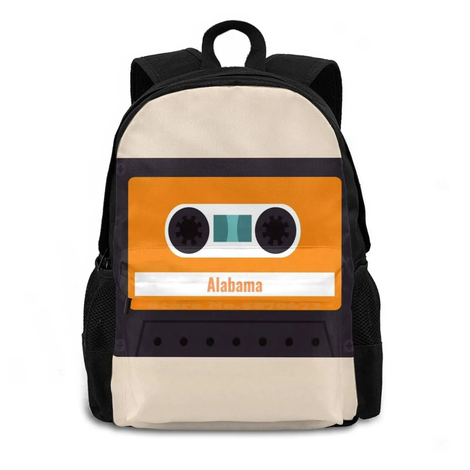 Alabama-Retro Cassete School Bags Travel Laptop Backpack Alabama Cassete Alabama State Music Alabama Alabama