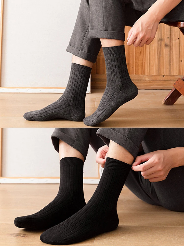 3 Pairs Quality 98% Cotton Brand Business Men Socks Solid Color Large Plus Big Size45,46 Crew Calcetines Hombre Comfort Seamless