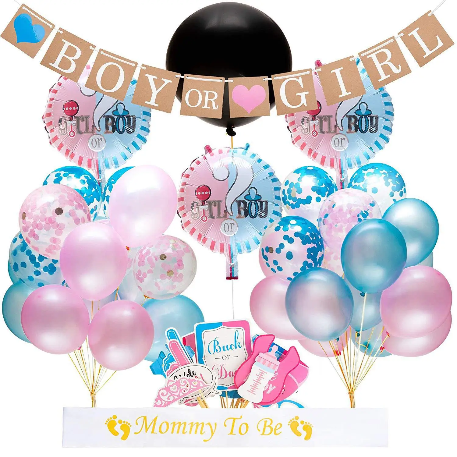 Welcome Baby Gender Reveal Party Supplies Baby Party Decoration BOY OR GIRL Flag Confetti Balloons Baby Welcome Globos Wholesal