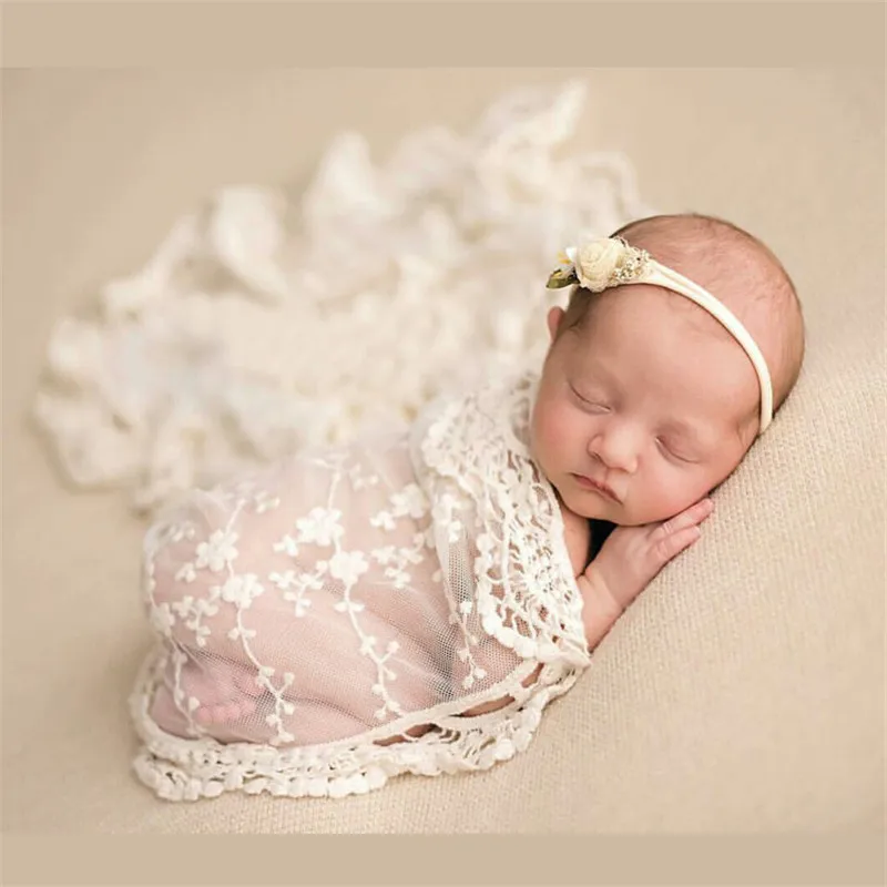 Newborn Photography Props Blanket Baby Photography Backdrop Lace Wrap Swaddling Photo Shooting Studio Accessies