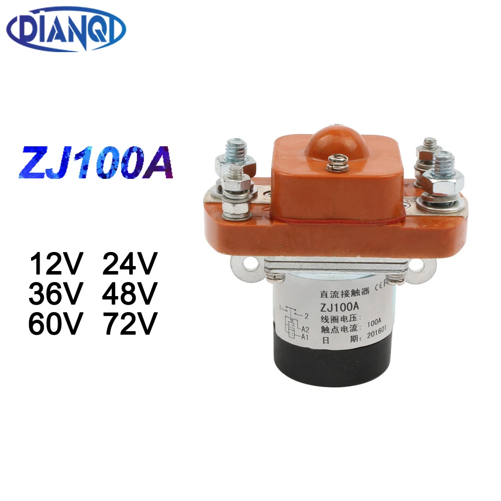 

ZJ100A NO (normally open) 12V 24V 36V 48V 60V 72V 100A DC Contactor for motor forklift electromobile grab wehicle car winch