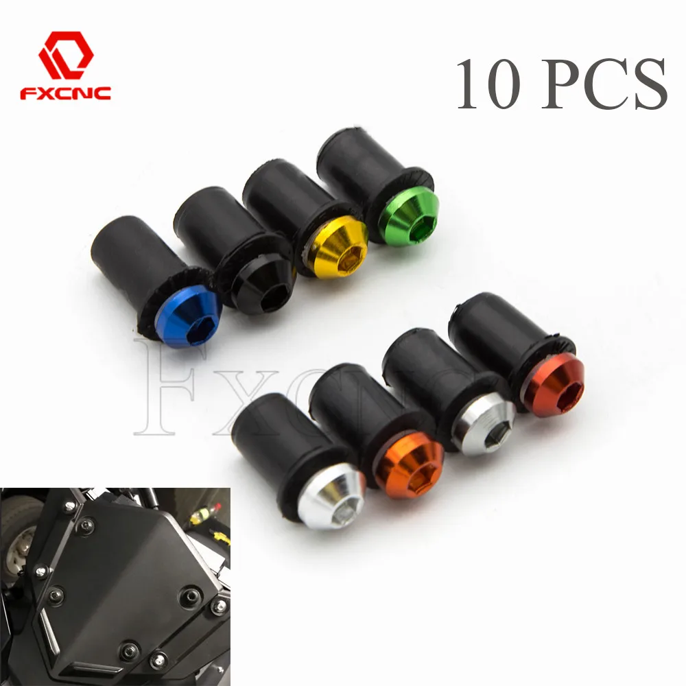 10PCS 5MM Universal Motorcycle Windscreen Fastener Nuts Screw Fairing Bolt For Yamaha YZF R1 R6 R25 R3 R125 XJR FJR Xmax Tmax